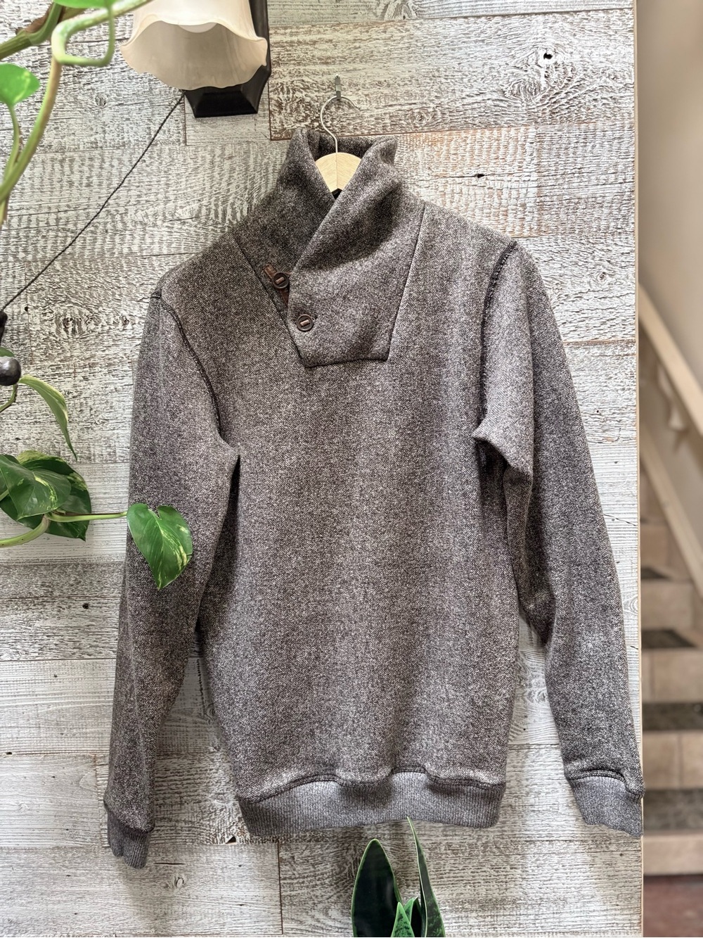 Le 31 (Simons) | Heritage Buttoned Shawl-Collar Pullover Knit Sweater - Men's S